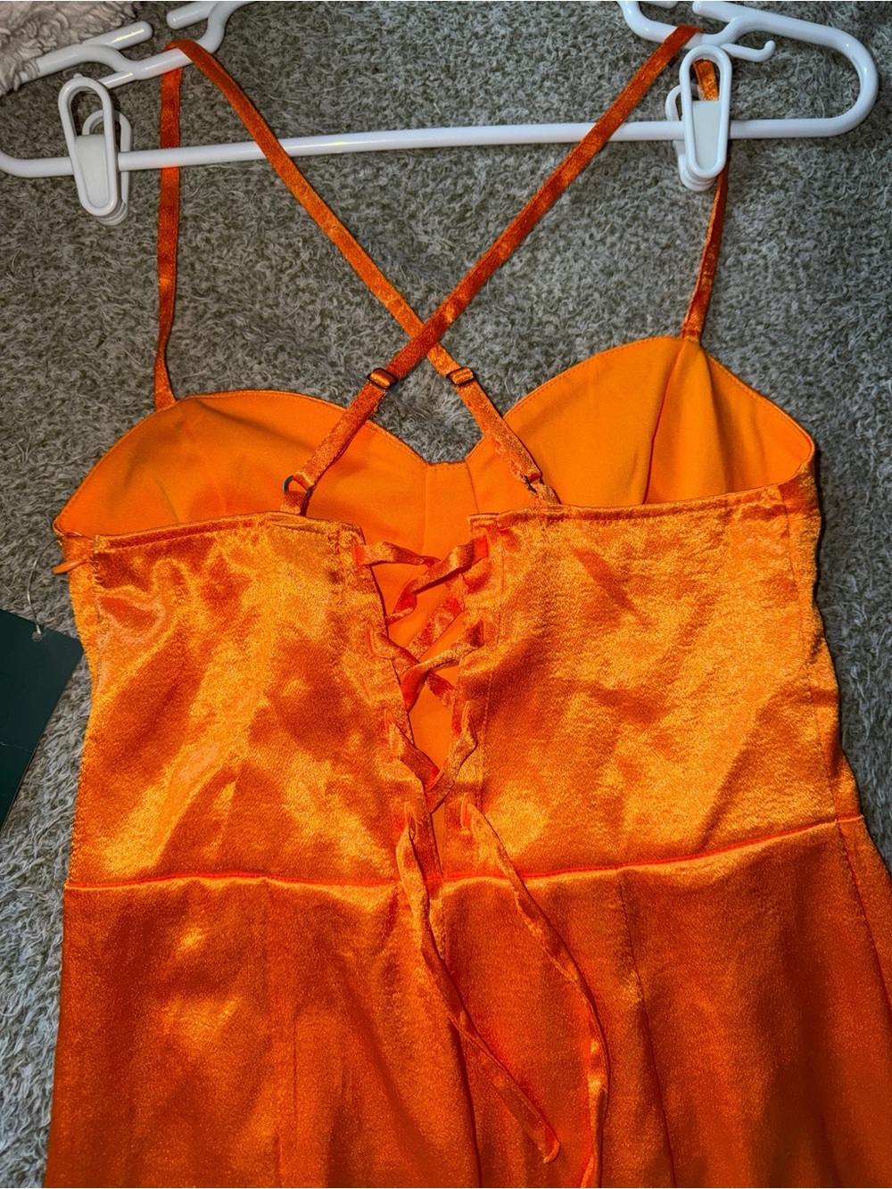 wild fable Orange Satin Spaghetti-Strap Mini Dress - Picture 5 of 10
